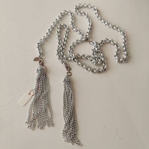 Vintage Sarah Coventry Silver Tone Chain Necklace/Bracelet Set with Tassels